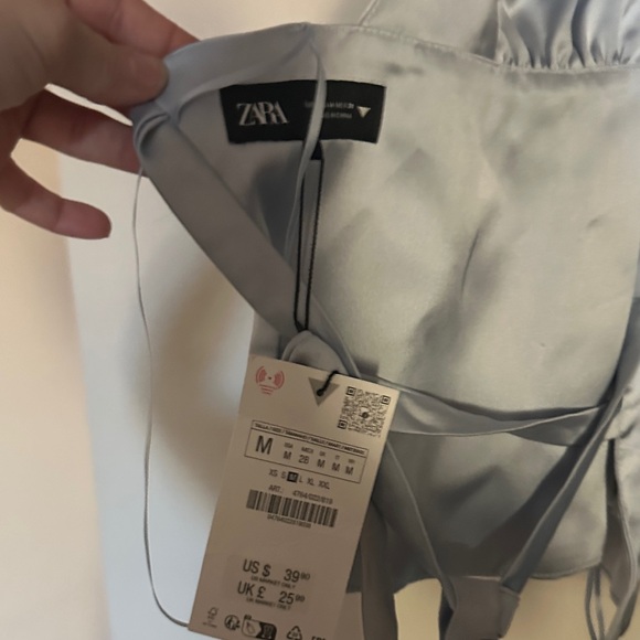 Zara Light Gray Satin Top - Picture 2 of 4